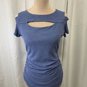 Candie's Blue Cutout Short Sleeve Top